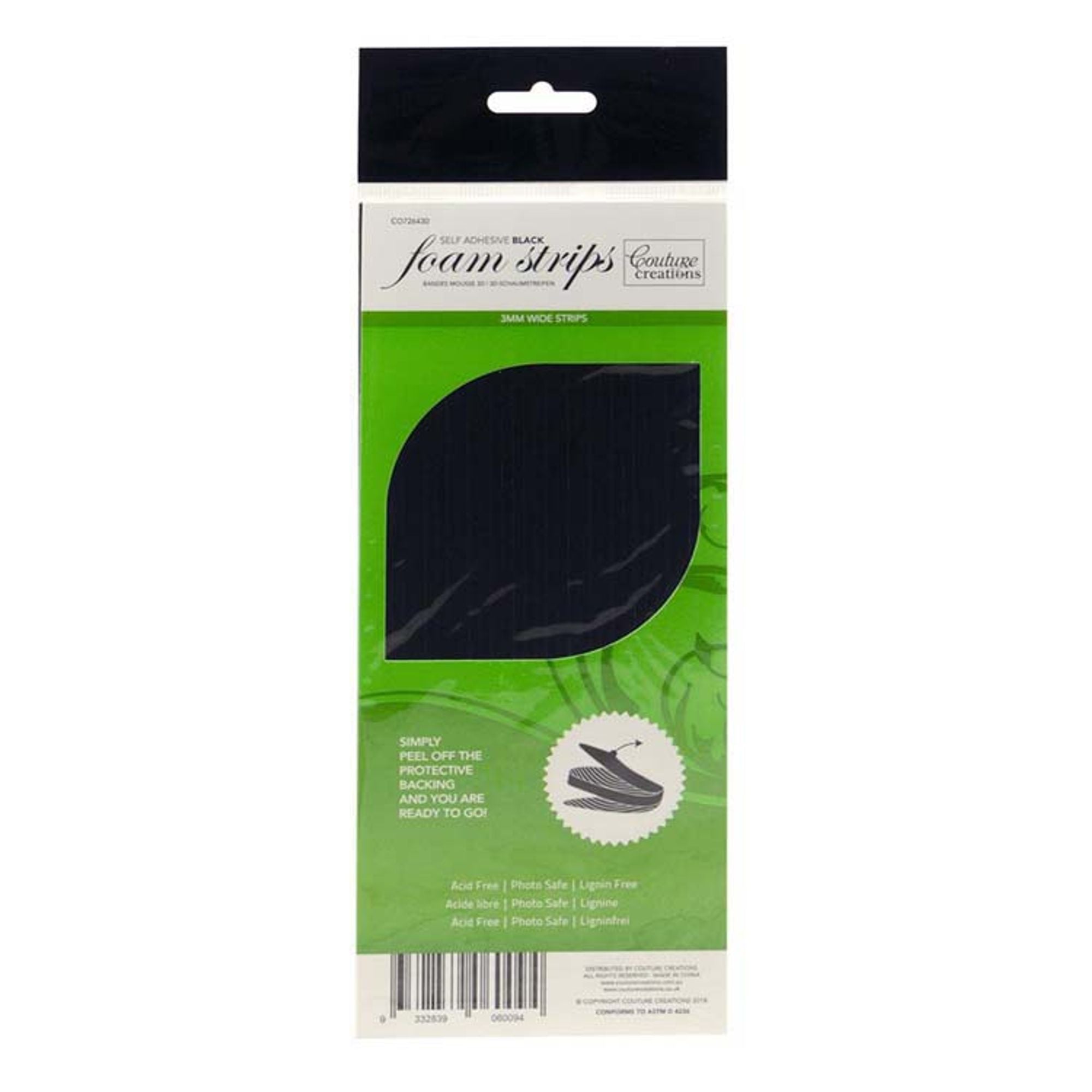 Couture Creations 3D Adhesive Foam Strips-Black