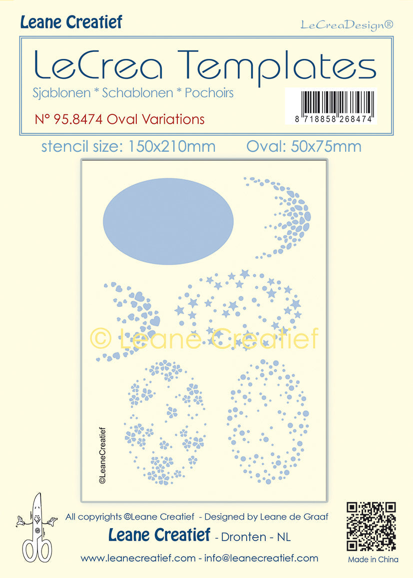 Stencil Oval Variations, Size Stencil 150x210mm, Design 75x50mm