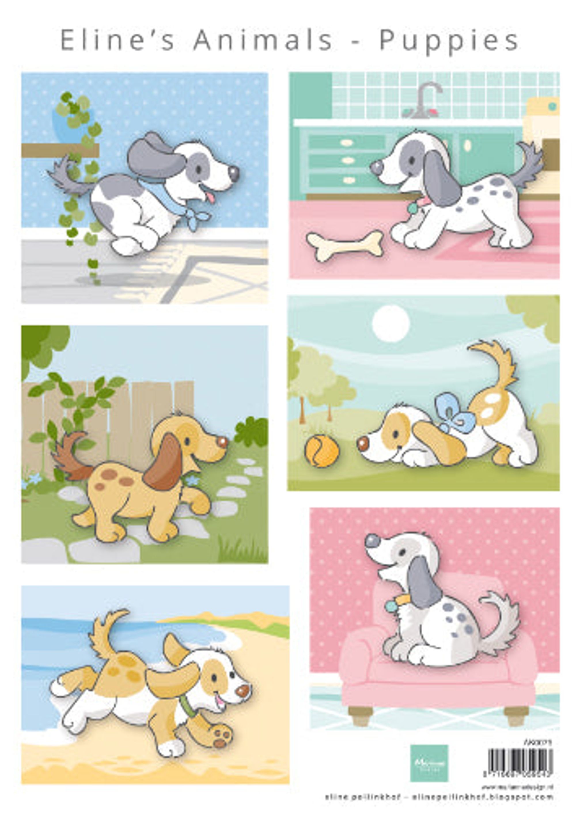 Eline's Animals Puppies A4 Cutting Sheet