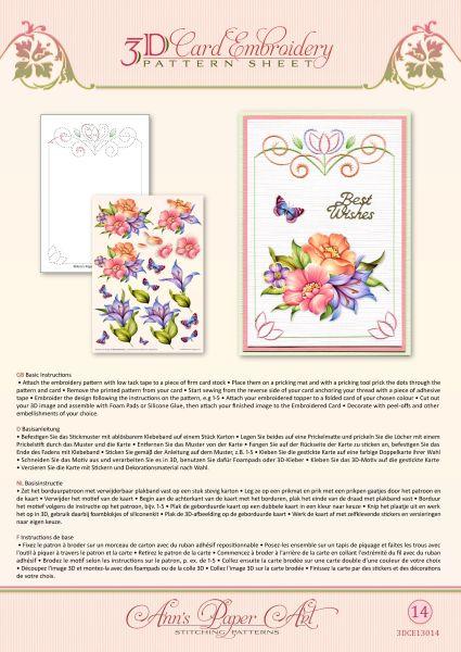 Ann Paper Embroidery Pattern - Blue Lily