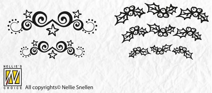 Precision Stamps - Christmas - Starswirls-holly