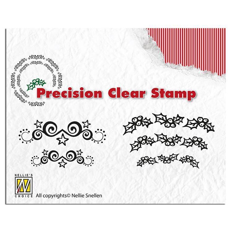 Precision Stamps - Christmas - Starswirls-holly