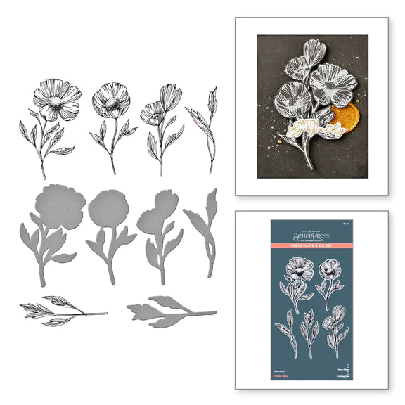 Flower Stems Press Plate & Die Set from the Pressed Posies Collection