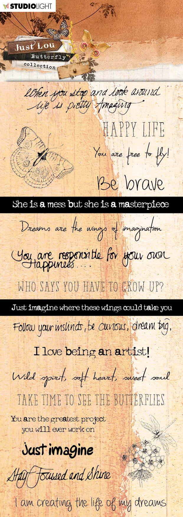 Just Lou Chipboard Butterfly Collection 105x297mm nr.08