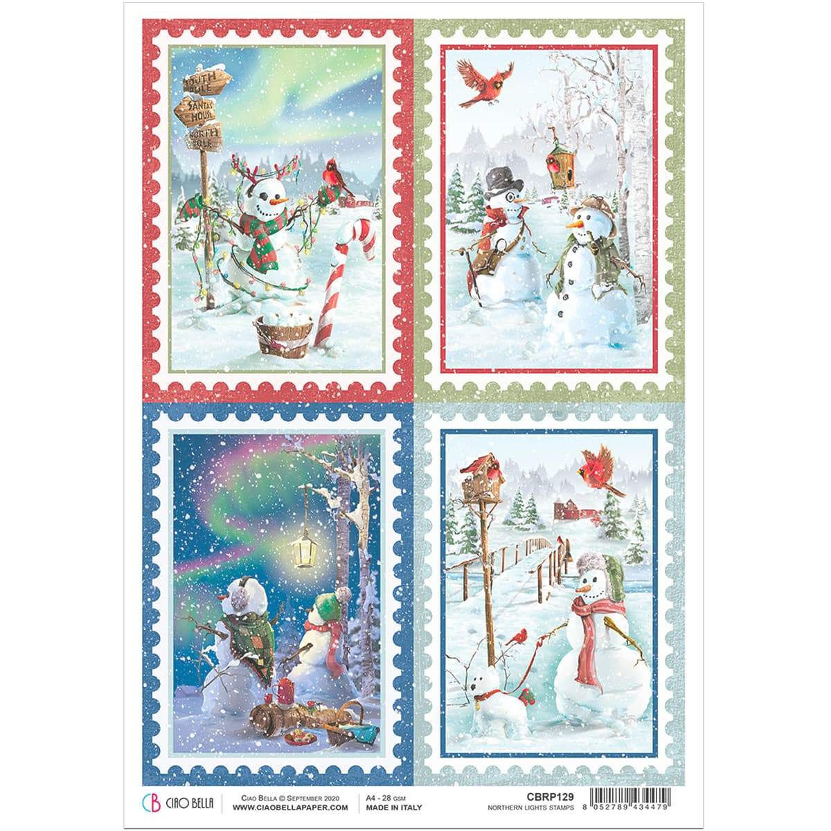 Ciao Bella Rice Paper A4 Northern Lights Stamps