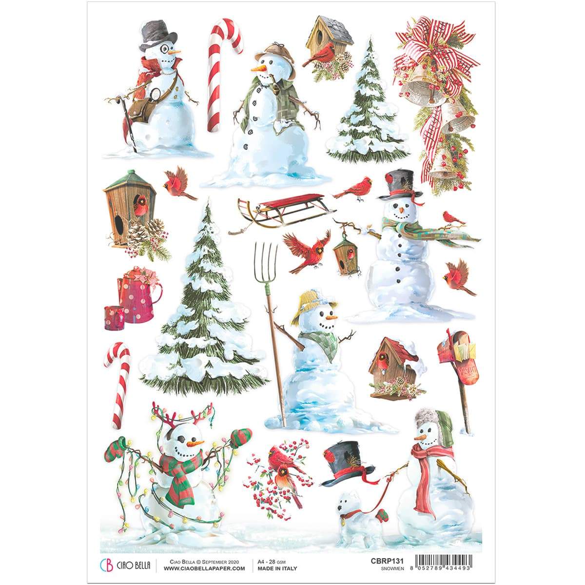 Ciao Bella Rice Paper A4 Snowmen