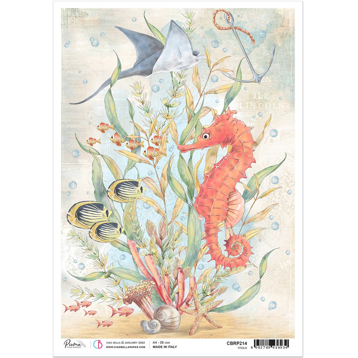 Ciao Bella Rice Paper A4 The Seahorse