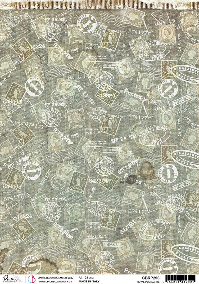 Rice Paper A4 Piuma Royal Postmarks - 5 Sheets