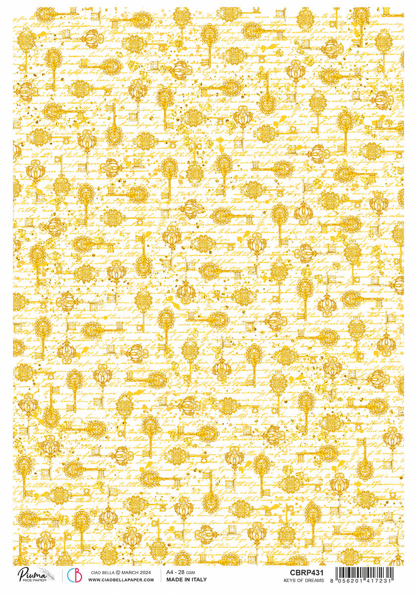 Rice Paper A4 Piuma Keys Of Dreams - 5 Sheets