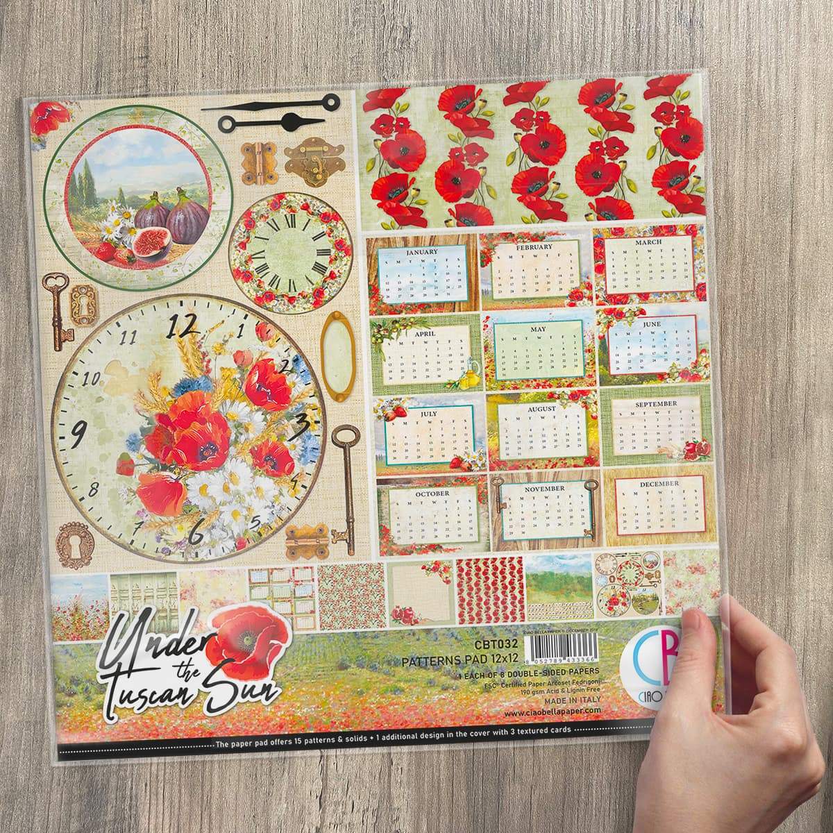 Ciao Bella Under The Tuscan Sun Patterns Pad 12"x12" 8/Pkg