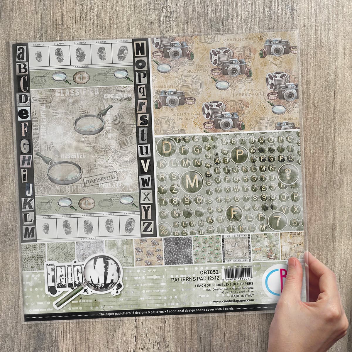 Ciao Bella Enigma Patterns Pad 12x12 8/Pkg