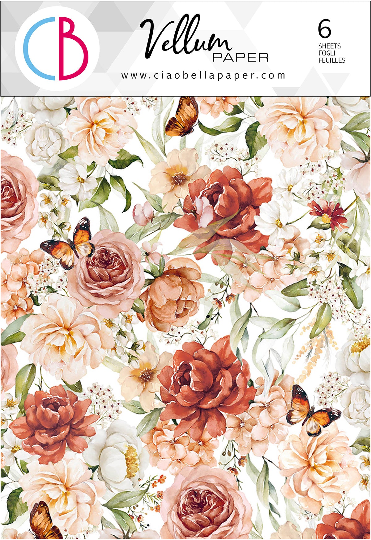 Ciao Bella Vellum Reign Of Grace Paper Patterns A4 6/Pkg