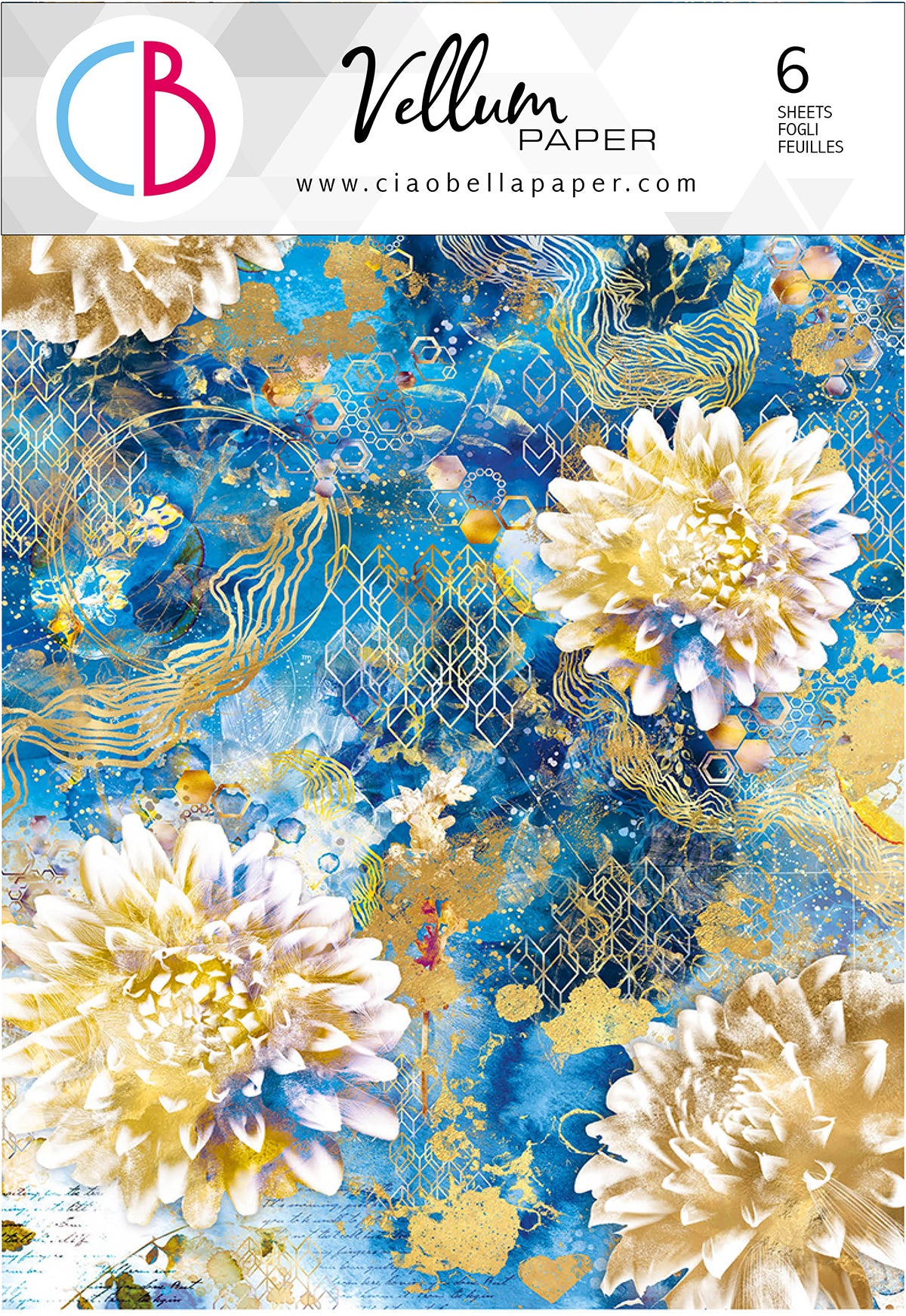 Ciao Bella Vellum Indigo Paper Patterns A4 6/Pkg
