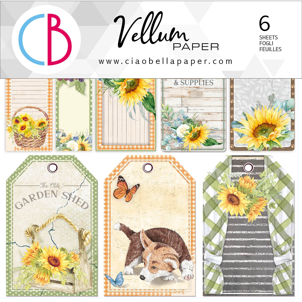 Ciao Bella Vellum Farmhouse Garden Fussy Cut 6"x6" 6/Pkg