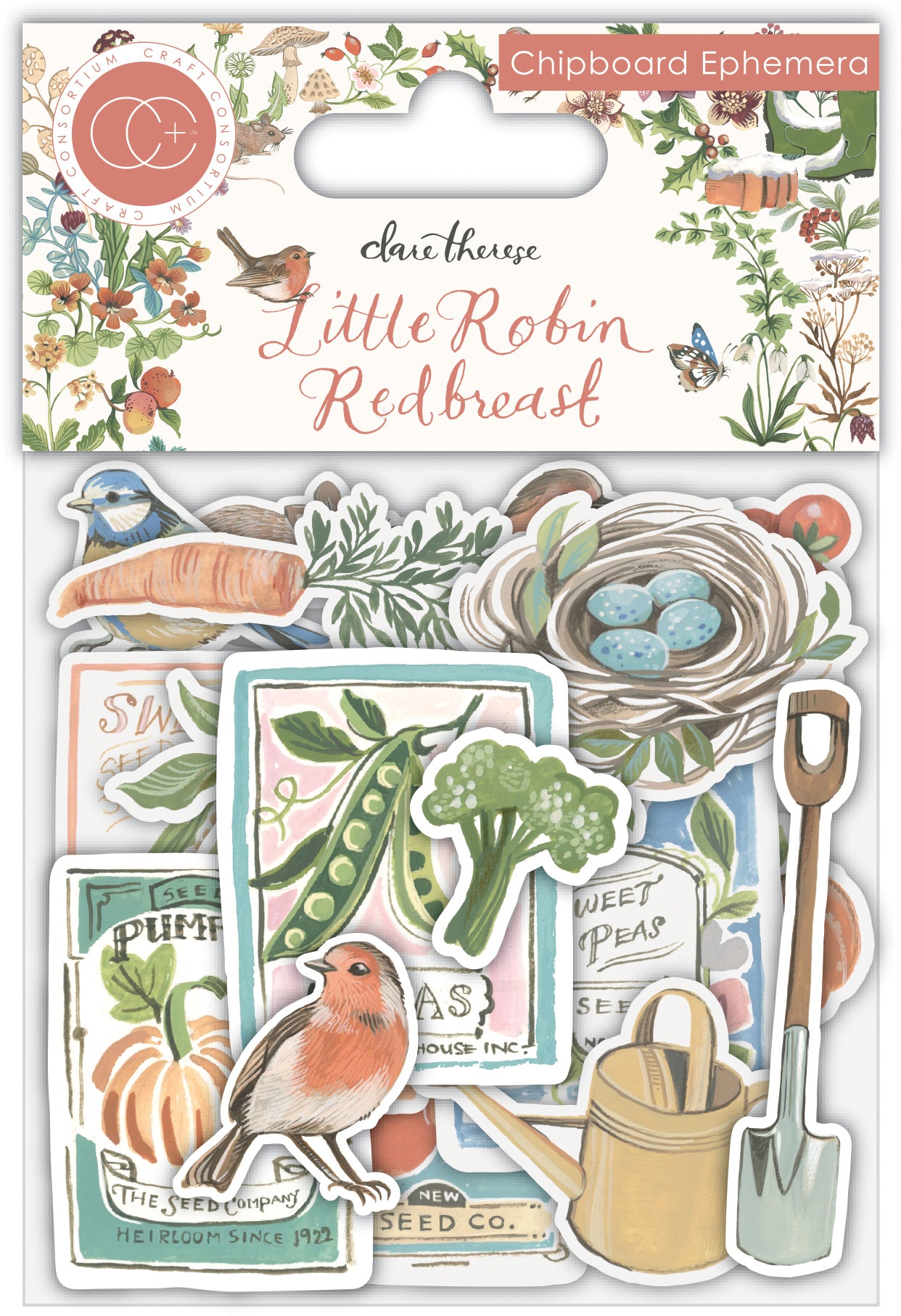 Craft Consortium Chipboard Ephemera 34/Pkg-Little Robin Redbreast