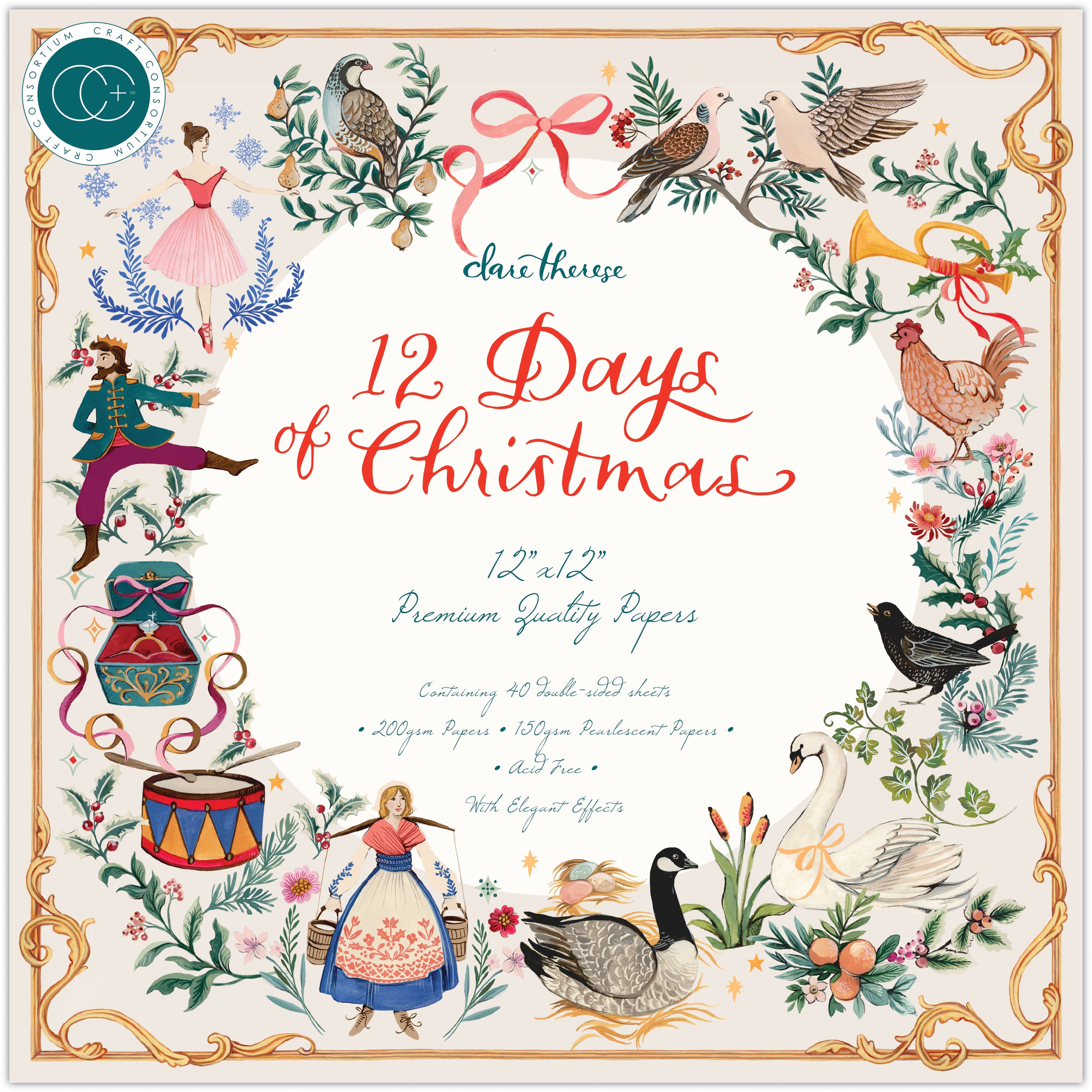 Craft Consortium 12 Days Of Christmas - 12x12 Paper Pad