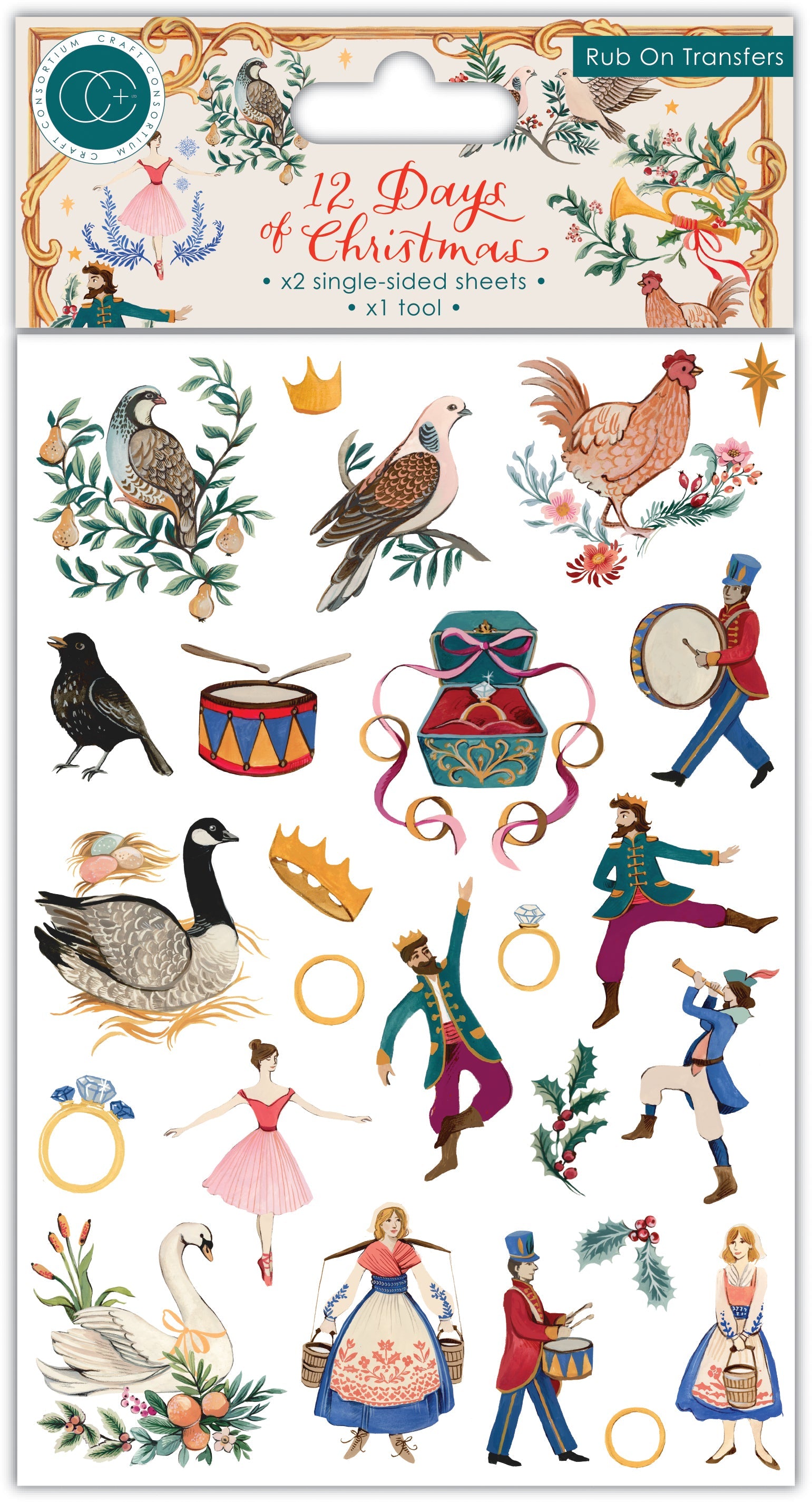 Craft Consortium 12 Days Of Christmas - Rub-Ons