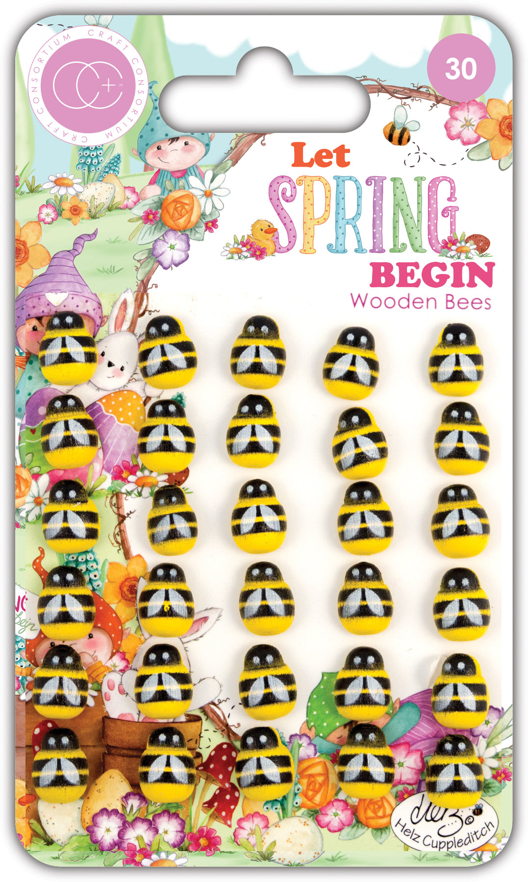 Craft Consortium Let Spring Begin - Adhesive Wooden Bees