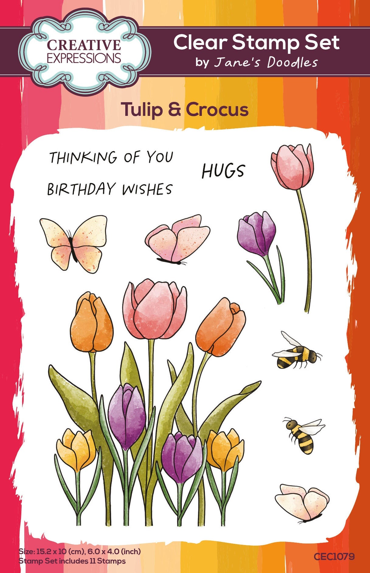 Creative Expressions Jane's Doodles Tulip & Crocus 4 in x 6 in Clear Stamp Set