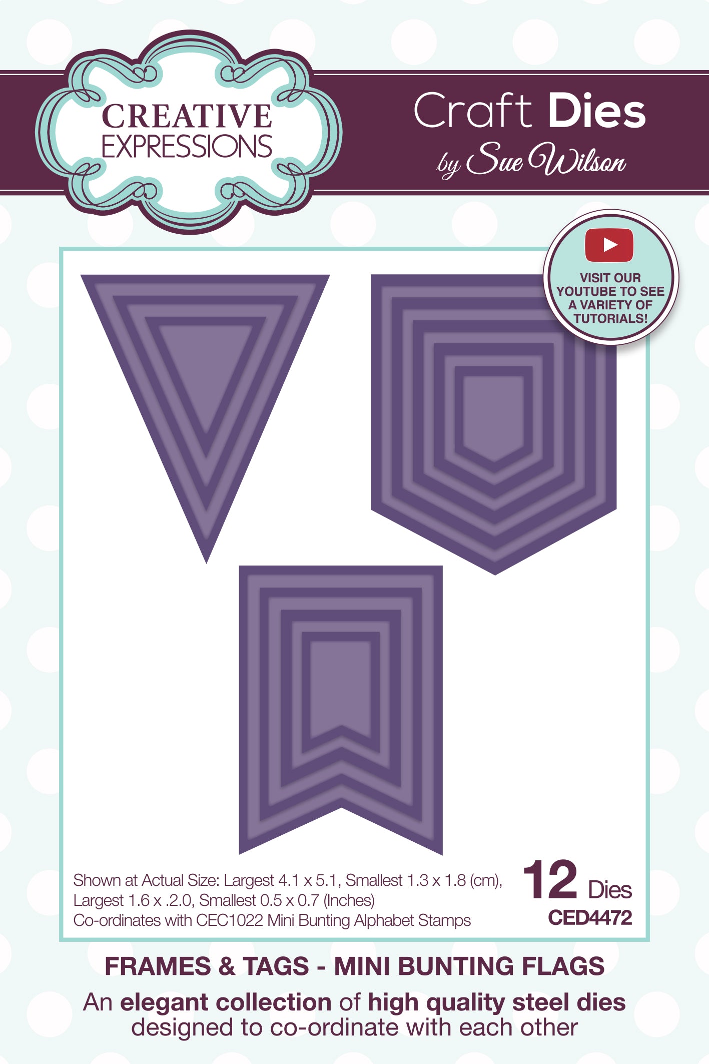 Creative Expressions Sue Wilson Frames & Tags Mini Bunting Flags Craft