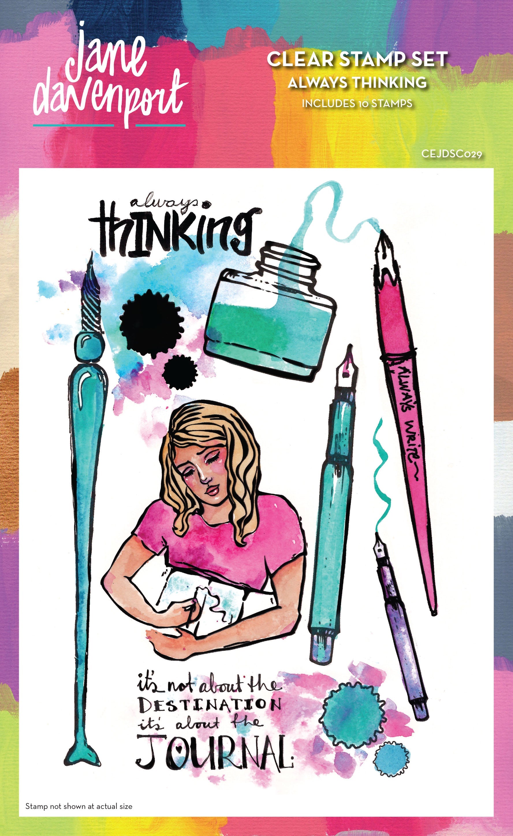 Creative Expressions Jane Davenport Always Thinking 6 in x 8 in Clear Stamp Set