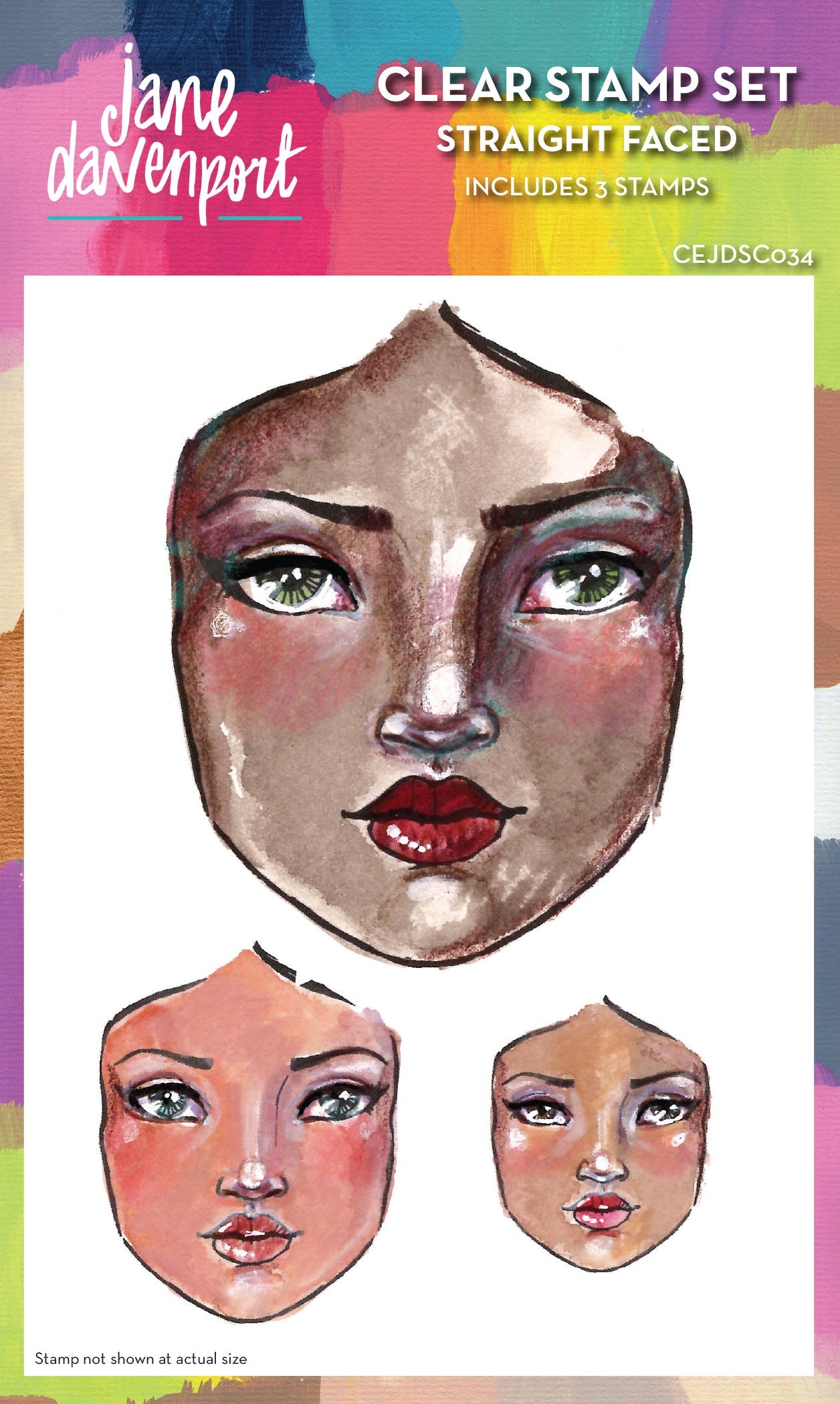 Creative Expressions Jane Davenport Straight Faced 4 in x 6 in Clear Stamp Set