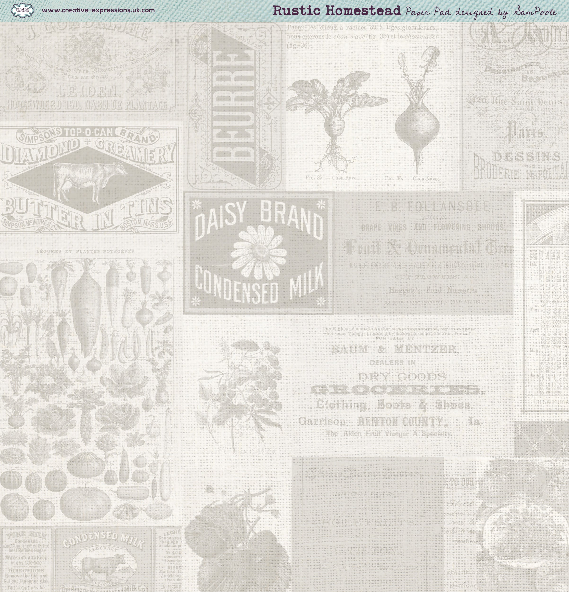 Creative Expressions Sam Poole Rustic Homestead 8 in x 8 in Paper Pad