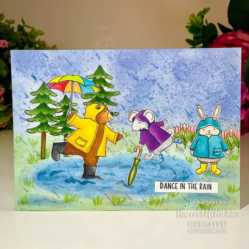 Creative Expressions Jane's Doodles Dancing In The Rain 4 in x 6 in Clear Stamp Set