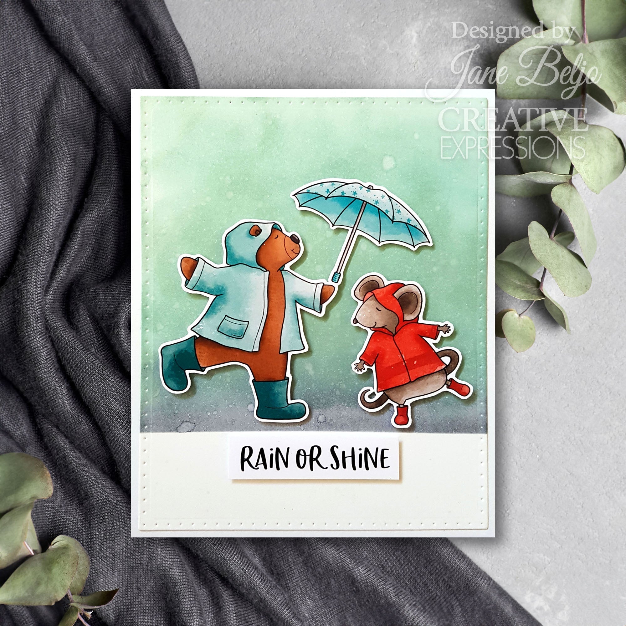 Creative Expressions Jane's Doodles Dancing In The Rain 4 in x 6 in Clear Stamp Set