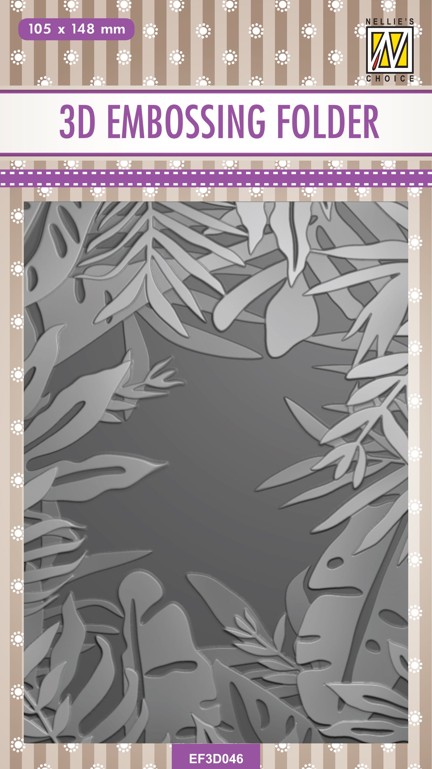 Nellie's Choice 3D Embossing Folder - Frame Of Tropical Leaves