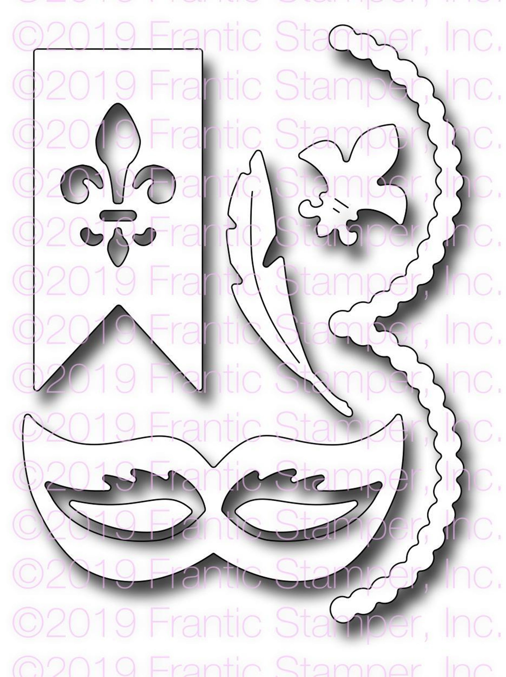 Mardi Gras Mask Beads Sticker, Label, Envelope Seal, Scrapbooking