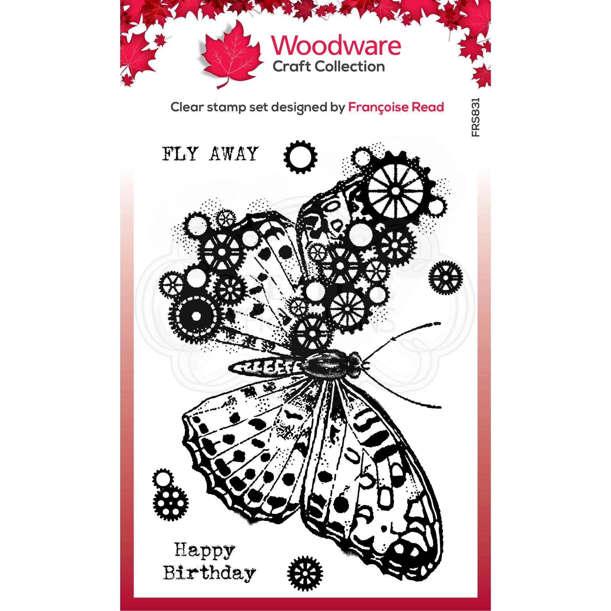 Woodware Clear Singles Butterfly 4 in x 6 in Stamp