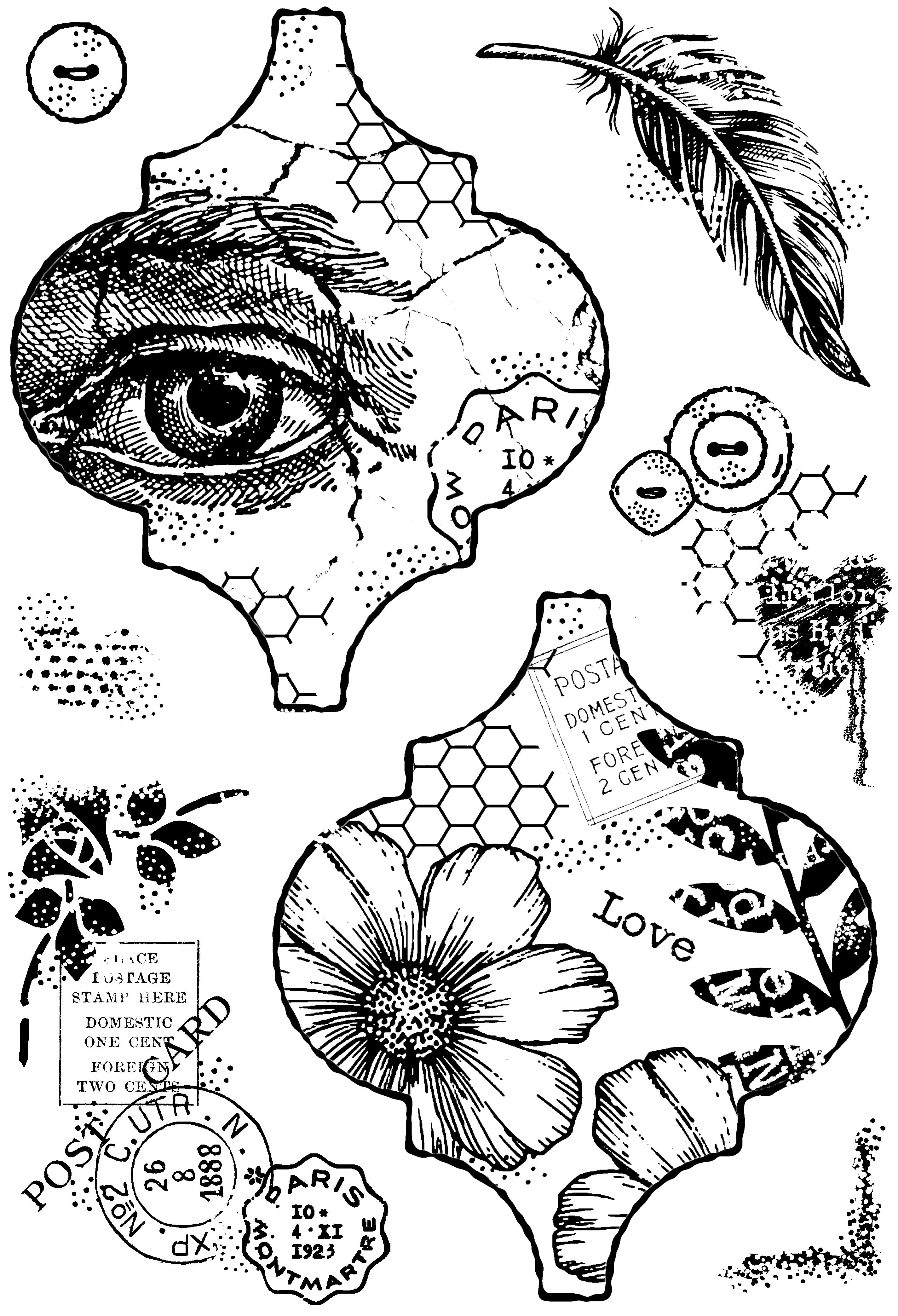 Woodware Clear Singles Vintage Tiles 4 in x 6 in Stamp