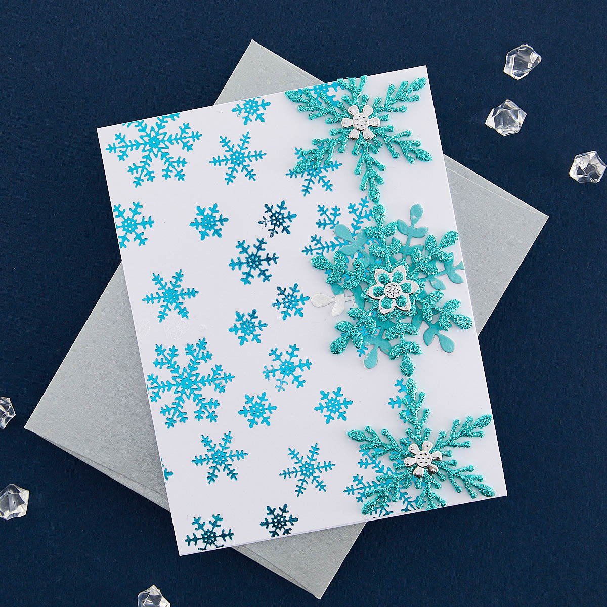 Glimmering Snowflakes Hot Foil Plate & Die Set from the Bibi's Snowflakes Collection by Bibi Cameron