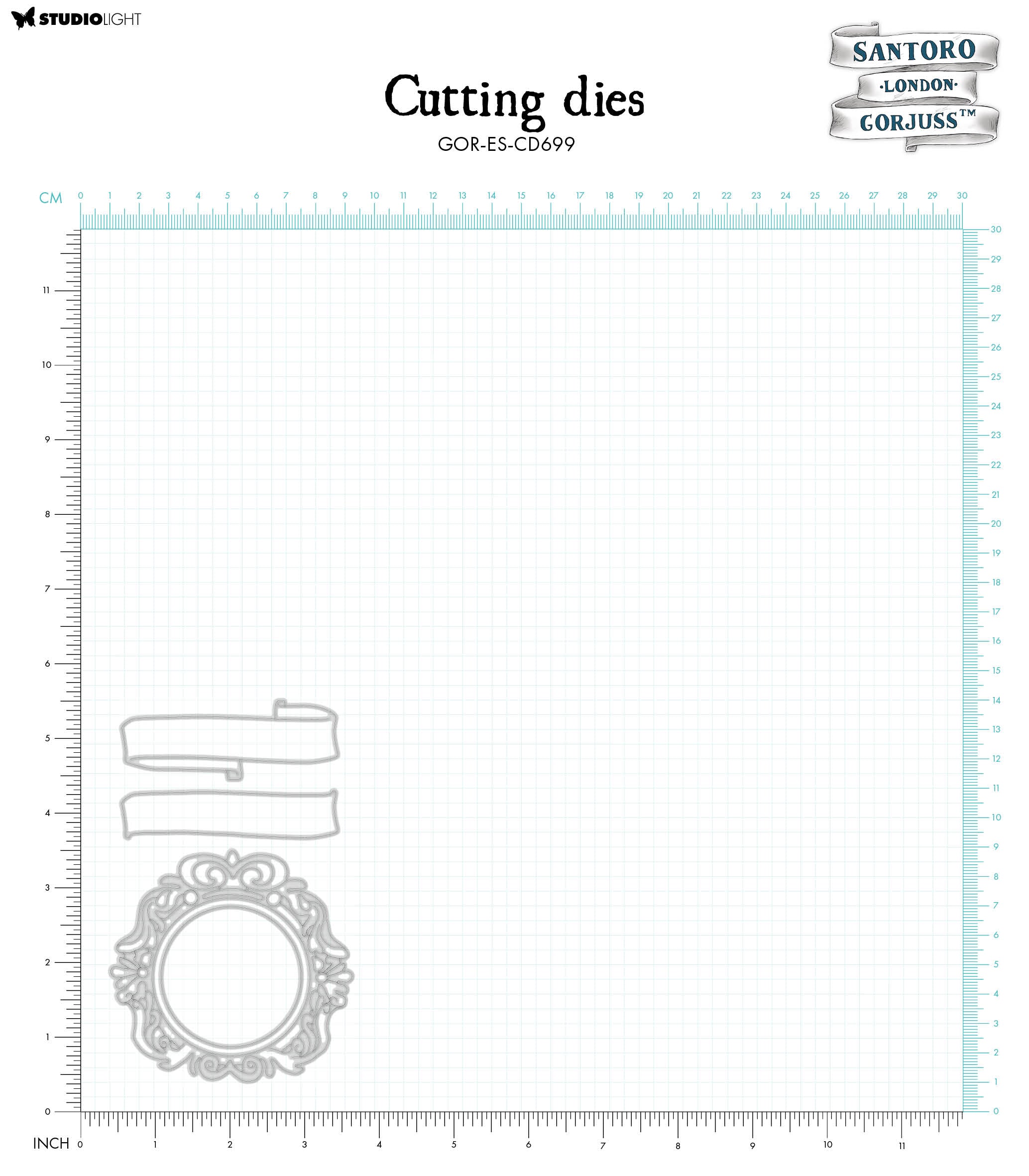 SAN Cutting Dies Scroll & Embellished Frame Gorjuss Essentials 82x129x2mm 4 PC nr.699
