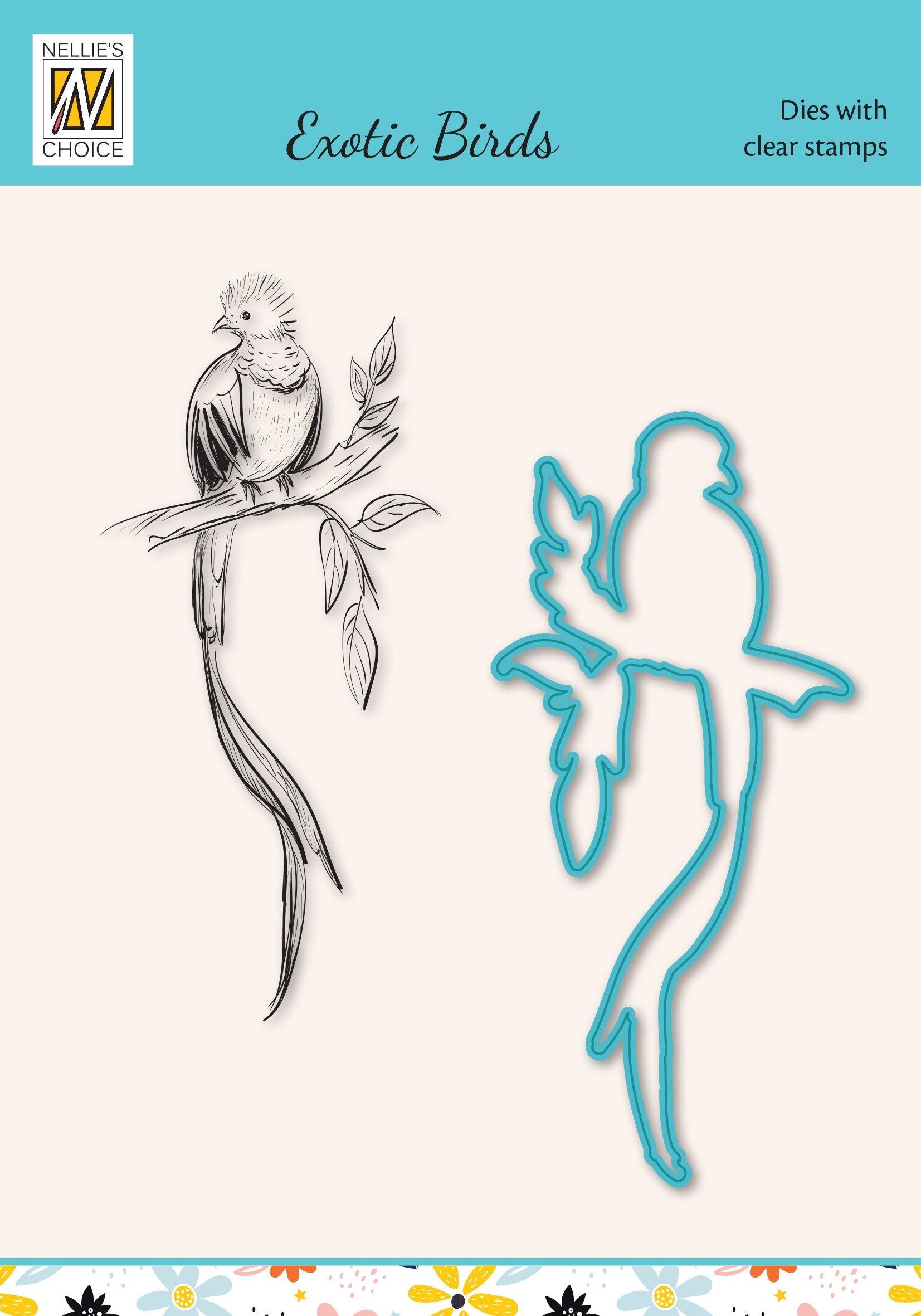 Nellie's Choice Die & Stamp Set - Exotic Birds Series - Quetzal