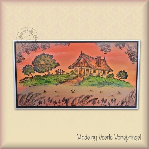 Nellie's Choice Clear Stamp Idyllic Floral Scene Slimline - Country House