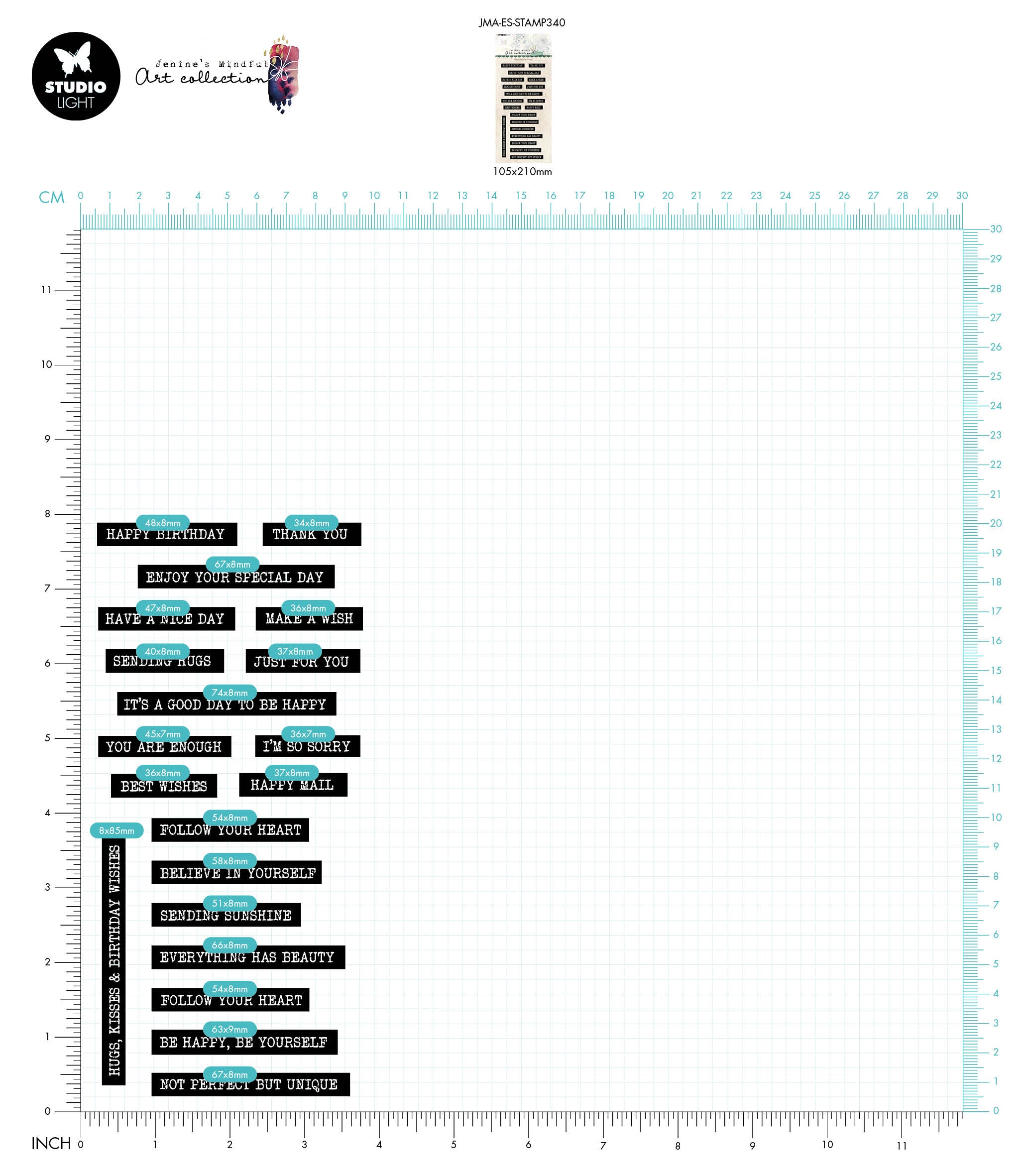 JMA Clear Stamp Sentiments & Wishes Essentials 105x210x3mm 20 PC nr.340