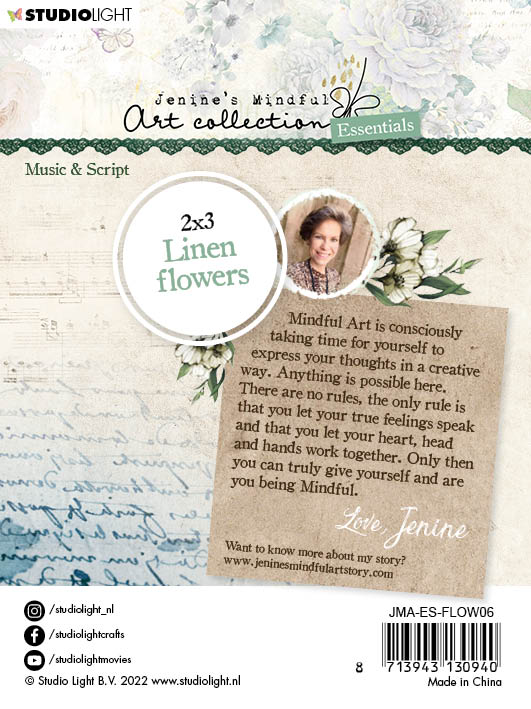 JMA Linen Flowers Music & Script Essentials 90x120x6mm 6 PC nr.06