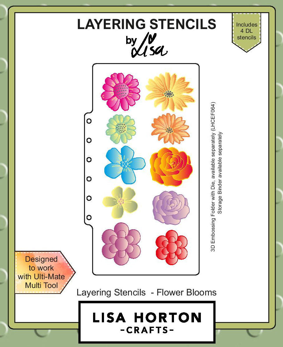 Lisa Horton Crafts Slimline Layering Stencils - Flower Blooms