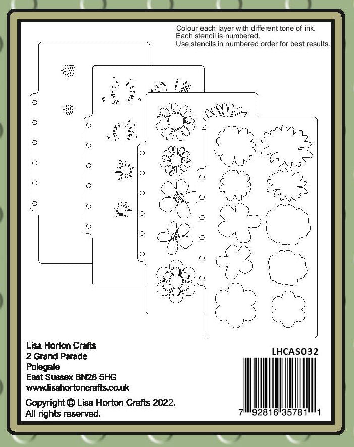 Lisa Horton Crafts Slimline Layering Stencils - Flower Blooms