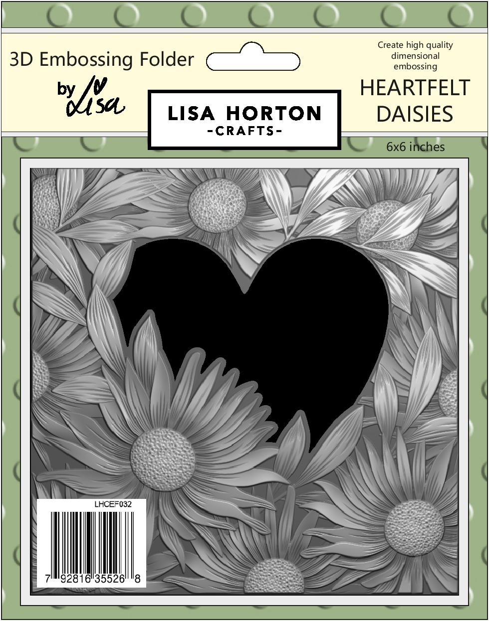 Lisa Horton Crafts 6x6 3D Embossing Folder - Heartfelt Daisies