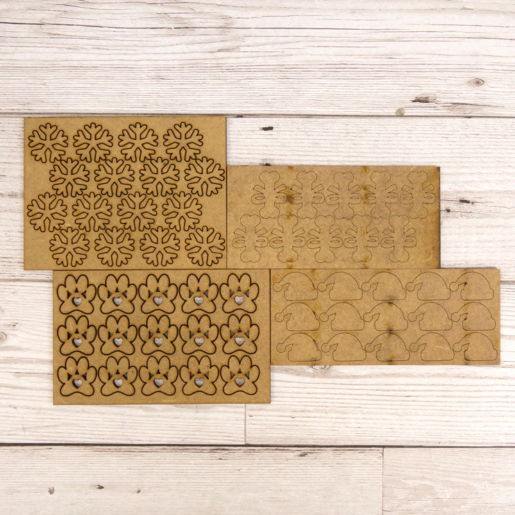 MDF Shapes - Christmas Paws
