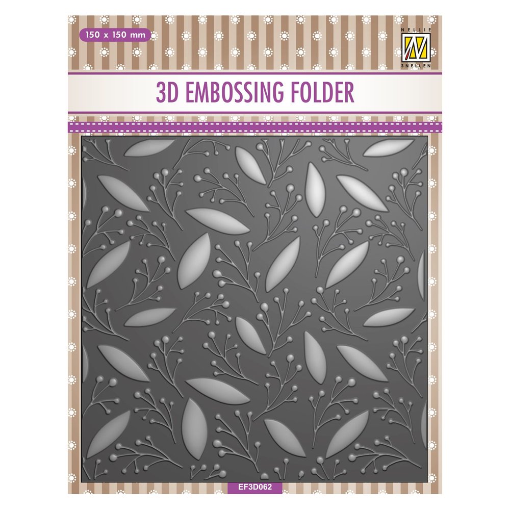 3D Embossing Folder Square - Leaves & Berries
