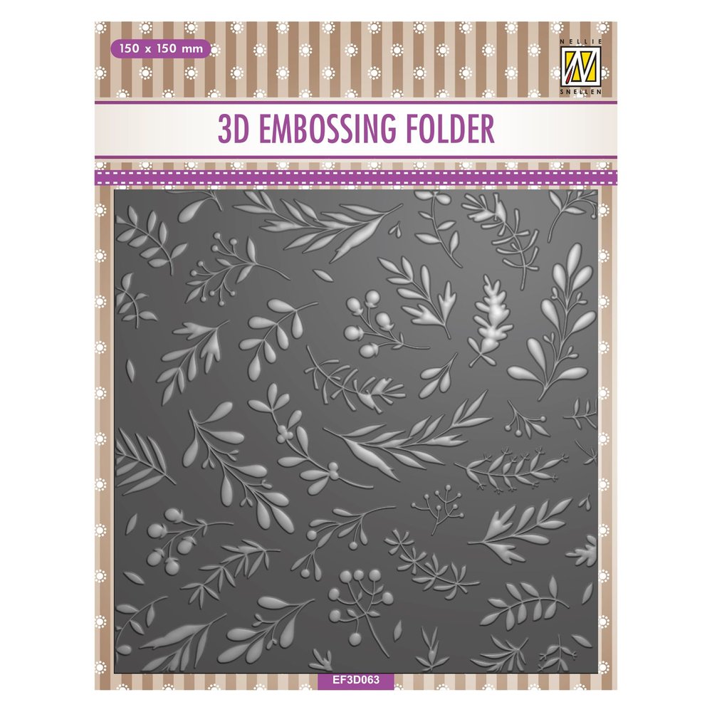 3D Embossing Folder Square - Branches & Berries
