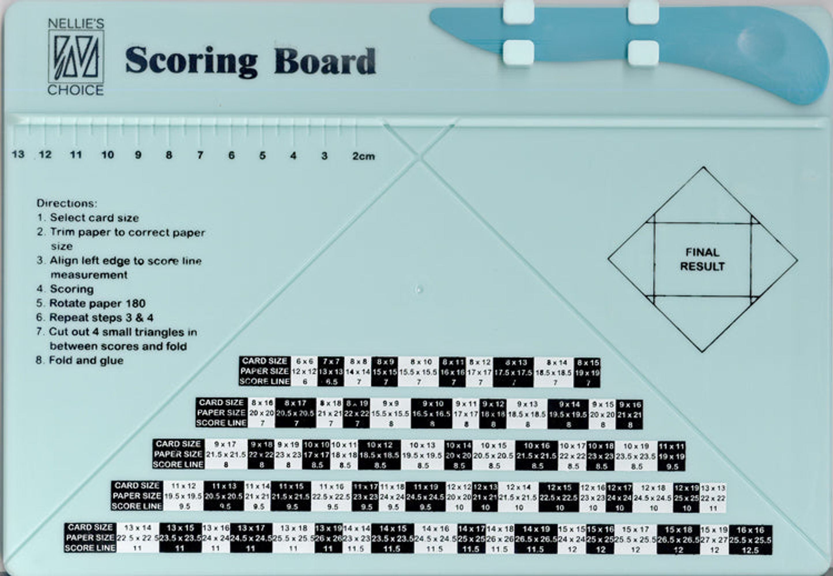 Scoring Board Template Tool for Paper Folding and Envelope Making