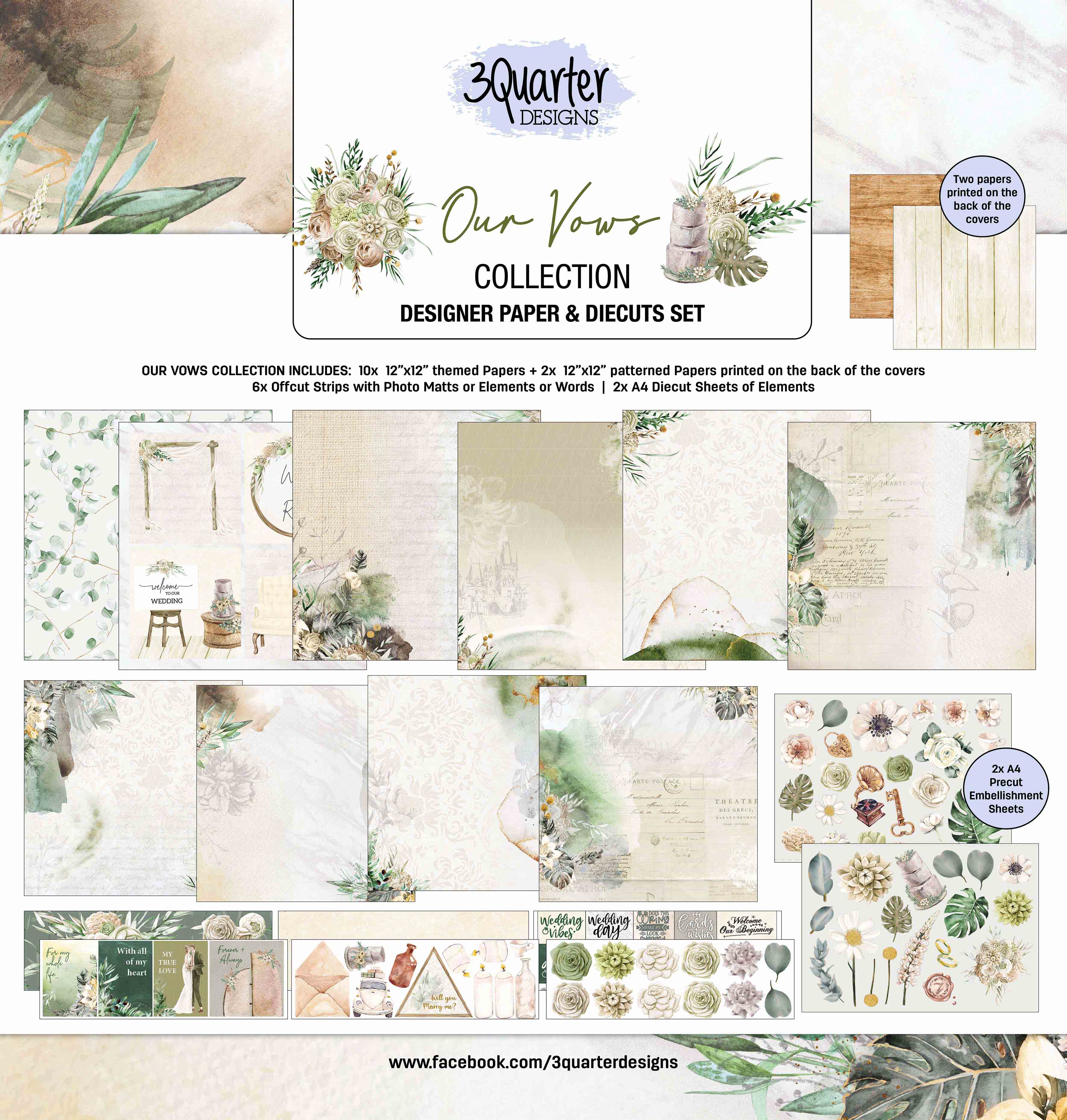 3Quarter Designs - 12" X12" Paper Pack - Our Vows