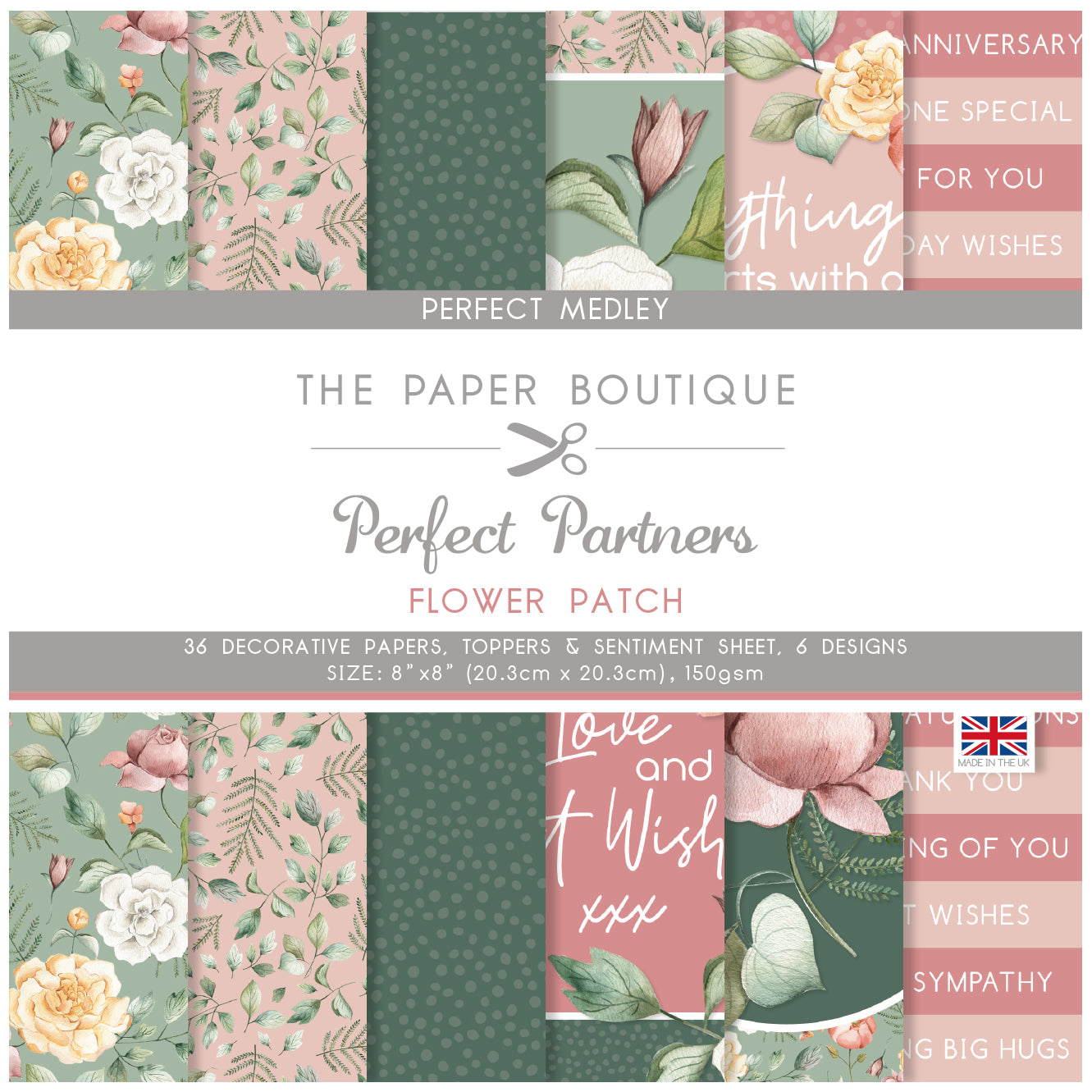 The Paper Boutique Perfect Partners Flower Patch 8 in x 8 in Medley