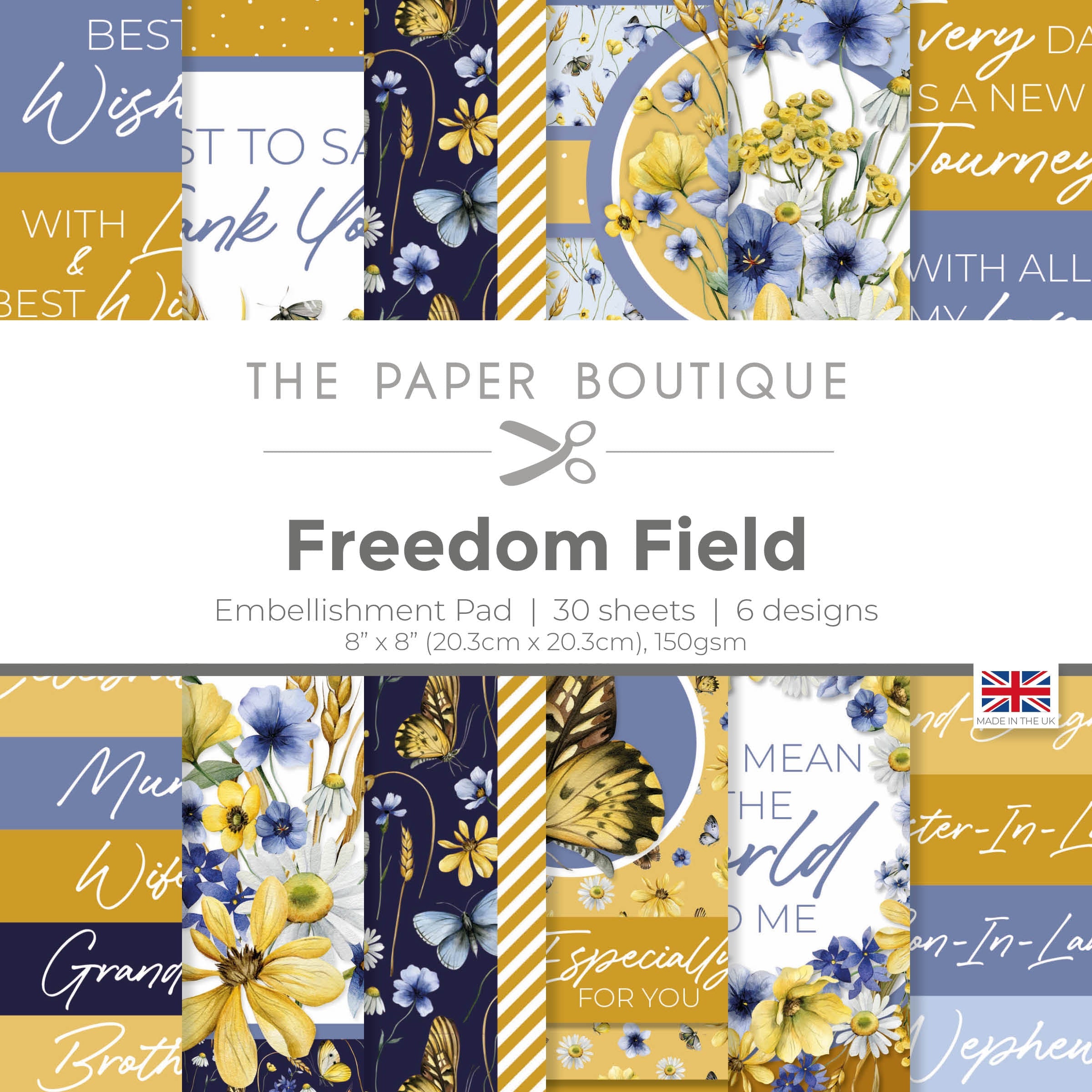 The Paper Boutique Freedom Field 8 in x 8 in Embellishments Pad