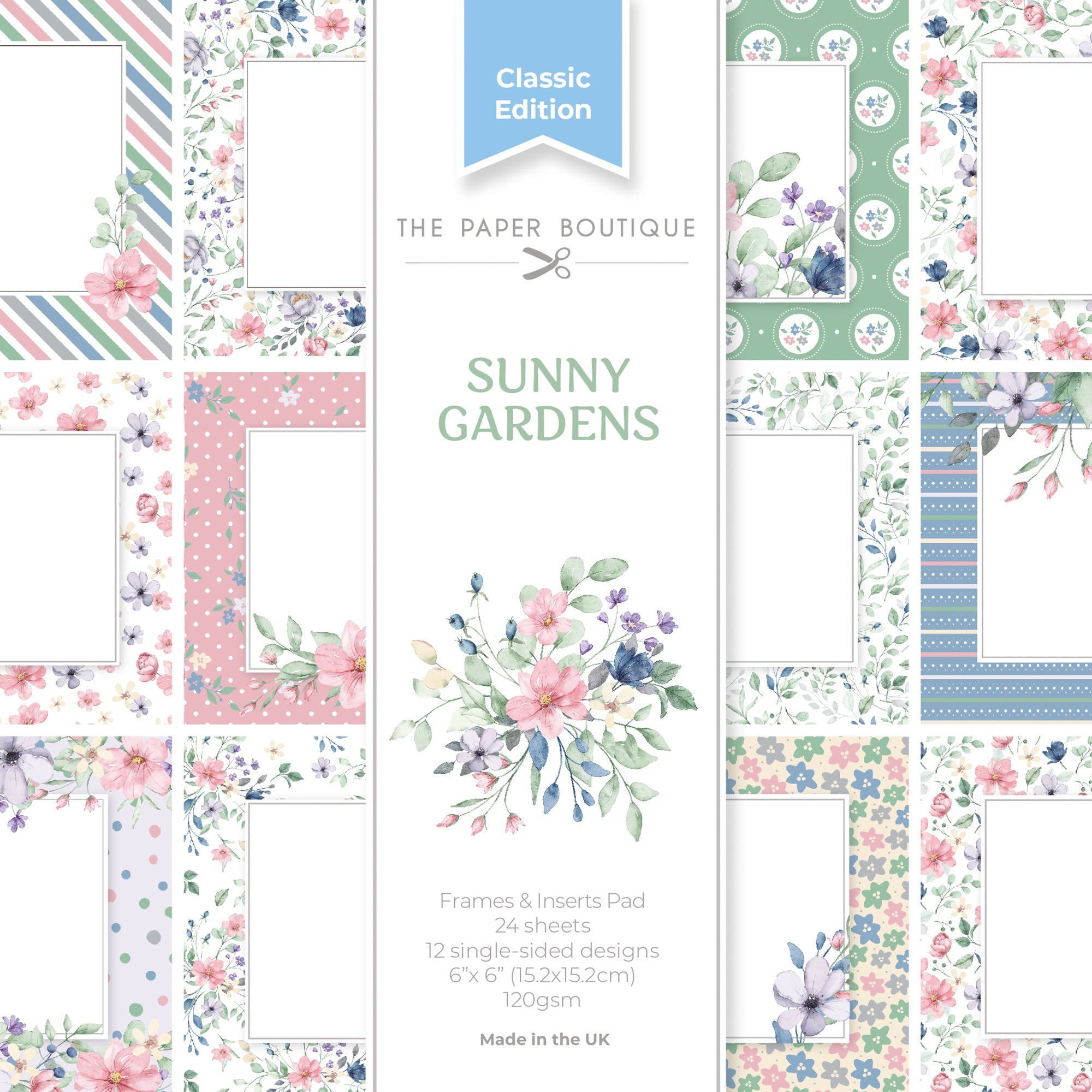 The Paper Boutique Sunny Gardens Frames & Insert Papers for 6 in x 6 in